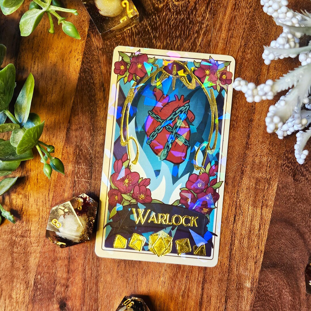 Warlock Sticker WARLOCK Dnd Class Sticker: Gold Foil Tarot Style Vinyl Waterproof ...