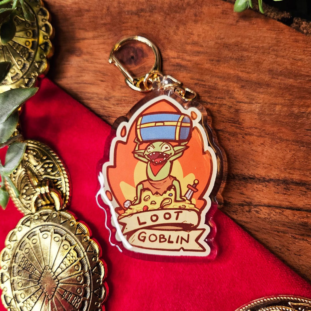 Loot Goblin Keychain: Dnd Chaos Gremlin Charm, Epoxy Coated, 2.5 Inches ...