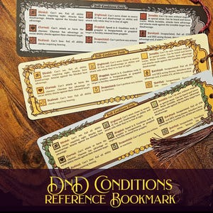DnD Conditions Bookmark: Combat Cheat Sheet for Dungeon Masters and Players
