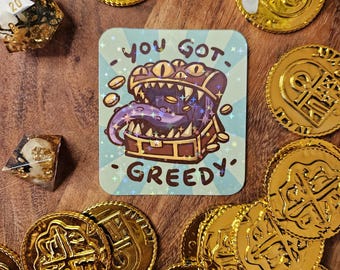 DnD Mimic Chest Sticker | Holographic D&D Monster Stickers | Dungeons and Dragons Gift | Funny TTRPG gift | Waterproof, Vinyl