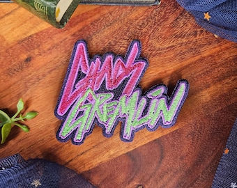 Chaos Gremlin - Punk Metallic Embroidered Iron On Patch - DnD and Grunge Cyberpunk Style Jacket Patches   Nerdy Goblincore Gift