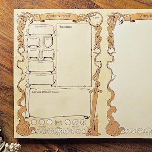 DnD Initiative Tracker: Golden A5 Notepad for Dungeons and Dragons 5e
