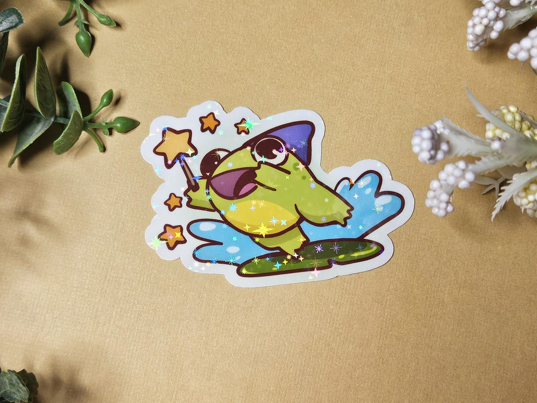 Wizard Frog Sticker | Holographic Vinyl Waterproof Decal - Etsy