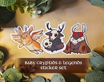 Baby Cryptids Sticker Pack | Wendigo, Mothman, Wolpertinger