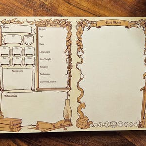 DnD NPC Log: Golden Theme A5 Notepad for Dungeons and Dragons