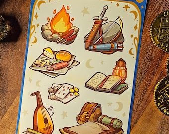 DnD Long Rest Sticker Set: Waterproof Vinyl Sticker Sheet for Dungeons and Dragons, Journals