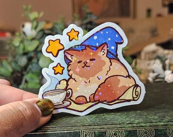 Wizard Cat Sticker | Cottagecore Kawaii, Dungeons and Dragons