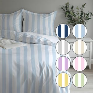 Striped Bedding Set Queen Duvet Cover or Comforter for Master Bedroom Decor Elegant Bedding Idea for Stylish Adults Duvet Cover King Blue