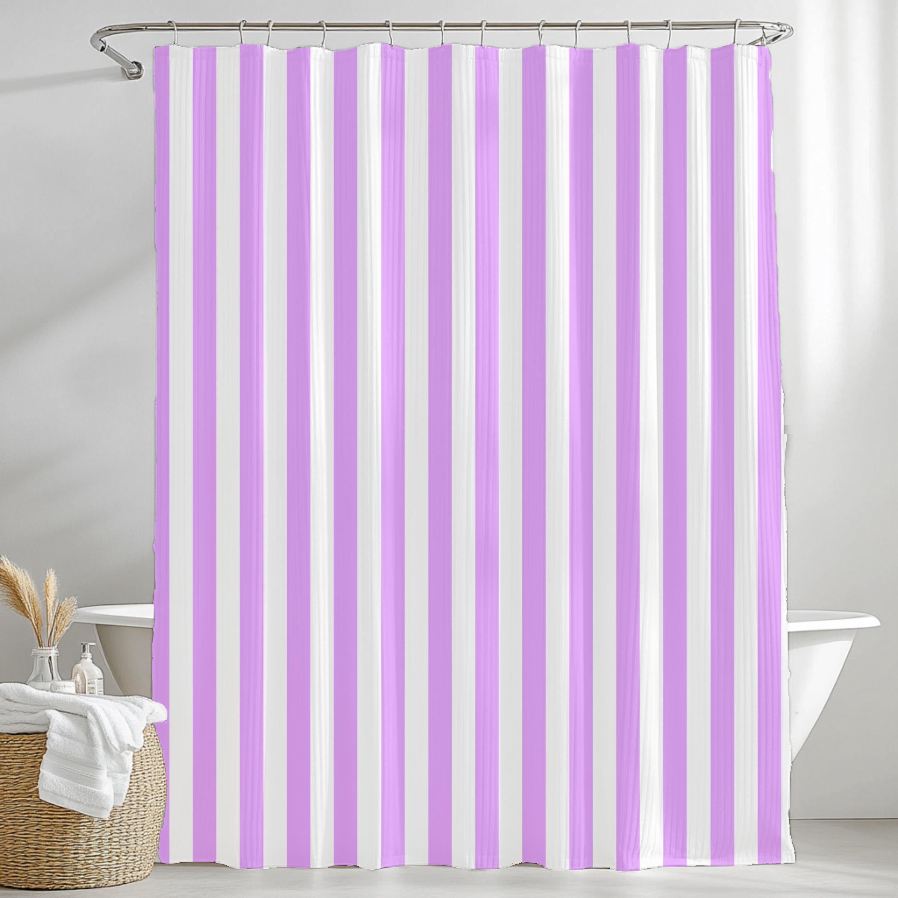 Purple Striped Shower Curtain Home Decor Bathroom Makeover Boho Shower Curtains Boho Botanical Shower Curtain Vintage Retro Shower Curtain
