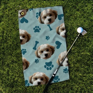 Custom Pet Golf Towel Pet Photo Personalized Dog Golf Towels Custom Cat Golf Towels Personalised Dog Towel Custom Cat Towel Funny Golf Gift