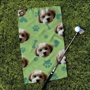 Custom Pet Golf Towel Pet Photo Personalized Dog Golf Towels Custom Cat Golf Towels Personalised Dog Towel Custom Cat Towel Funny Golf Gift