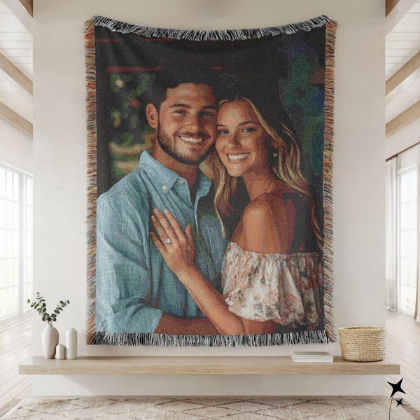 Soft Woven Blanket Personalized Photo Throw Custom Blanket with Picture for Adults Custom Gift Wedding Grandma Personalized Memorial Blanket