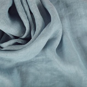 Washed Linen Fabric in Blue - 100% Natural Linen, 93 GSM | Soft, Durable, and Breathable | Ideal for Sewing, Crafts, Home Décor
