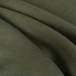 Washed Linen Fabric in Khaki Green- 100% Natural Linen, 130 GSM | Soft, Durable, and Breathable | Ideal for Sewing, Crafts, Home Décor