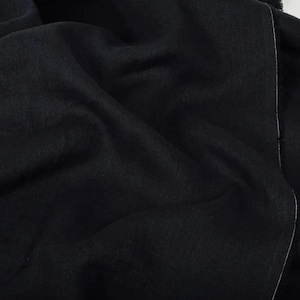 Washed Linen Fabric in Black - 100% Natural Linen, 205 GSM | Soft, Durable, and Breathable | Ideal for Sewing, Crafts, Home Décor