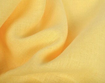 Washed Linen Fabric in Yellow - 100% Natural Linen, 205 GSM | Soft, Durable, and Breathable | Ideal for Sewing, Crafts, Home Décor
