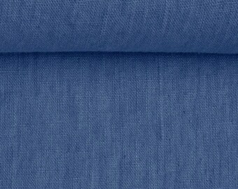 Tela de lino lavado en color azul lino - 100 % lino natural, 205 g/m² / Suave, duradera y transpirable / Ideal para costura, manualidades y decoración del hogar