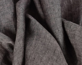 Brown Melange Linen Fabric by the Yard – Soft, Lightweight, Washed, Eco-Friendly, Durable for Sewing, Upholstery, Curtains, Bedding and more