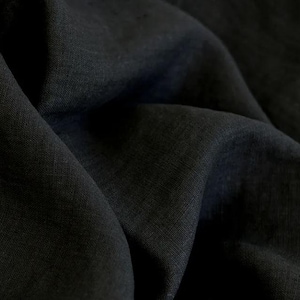 Washed Linen Fabric in Black- 100% Natural Linen, 130 GSM | Soft, Durable, and Breathable | Ideal for Sewing, Crafts, Home Décor
