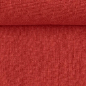 Washed Linen Fabric in Ruby Red - 100% Natural Linen, 205 GSM | Soft, Durable, and Breathable | Ideal for Sewing, Crafts, Home Décor