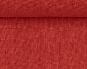 Washed Linen Fabric in Ruby Red - 100% Natural Linen, 205 GSM | Soft, Durable, and Breathable | Ideal for Sewing, Crafts, Home Décor