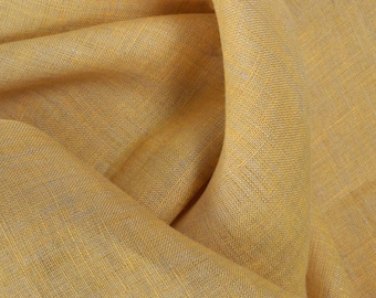 Yellow Linen Fabric by the Yard Medium Weight – Washed, Eco-Friendly, Sustainable, Soft and Breathable for Clothing, Bedding, Upholstery