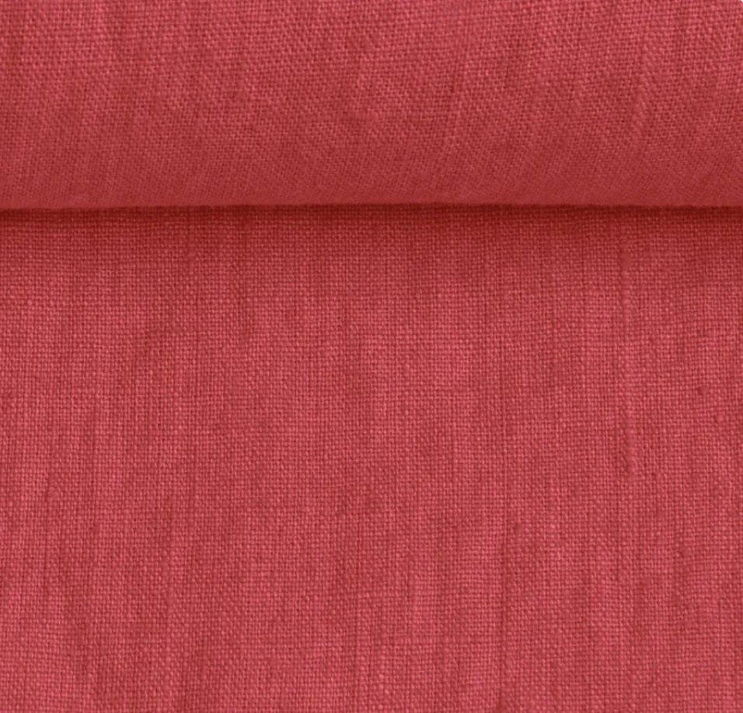 Washed Linen Fabric in Raspberry Color - 100% Natural Linen, 205 GSM ...
