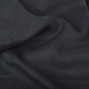 Washed Linen Fabric in Asphalt Black - 100% Natural Linen, 205 GSM | Soft, Durable, and Breathable | Ideal for Sewing, Crafts, Home Décor