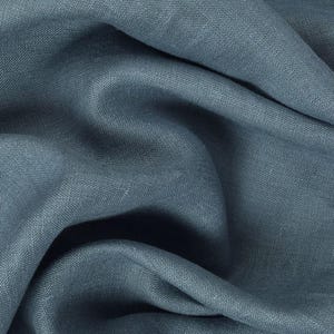 Washed Linen Fabric in Dusty Blue - 100% Natural Linen, 205 GSM | Soft, Durable, and Breathable | Ideal for Sewing, Crafts, Home Décor