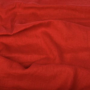 Washed Linen Fabric in Red - 100% Natural Linen, 205 GSM | Soft, Durable, and Breathable | Ideal for Sewing, Crafts, Home Décor