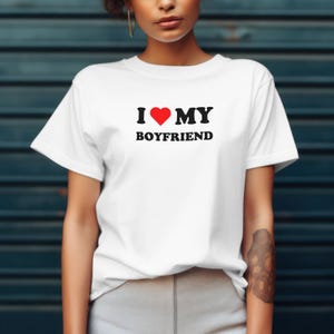 I Love My Boyfriend T-shirt, I Heart My Boyfriend Shirt, Valentine&#39;s Day Tee Shirt, Valentine Gift, Couple Shirt For Him, Her, Unisex