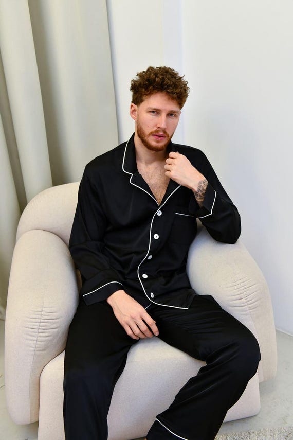 Mannen 2-delige lente herfst pyjama set shirt met lange mouwen broek set vrije tijd homewear nachtkleding kopen vanaf een prijs van 16