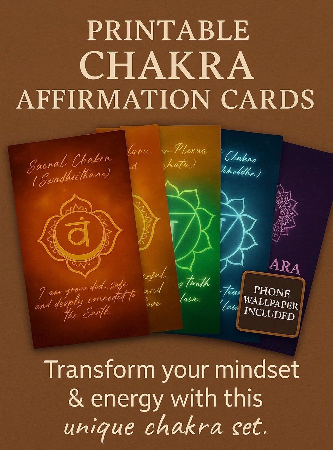Chakra Affirmation Cards Printable – 7 Chakra Set for Mindfulness