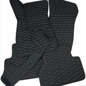 Alfombrillas de piel con diseño de panal para Audi A1-A3-A4-A5-A6-A7-A8-Q3-Q5-Q7-RS5-RS7-S3-S4-S5-S6-S7-TT / Juego completo de 5 alfombrillas de piel / Envío gratuito