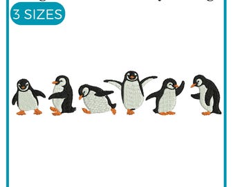 Desenho de bordado de pinguim, bordado de mini pinguim, bordado de amigos pinguins, bordado de pinguim fofo, desenho de bordado à máquina
