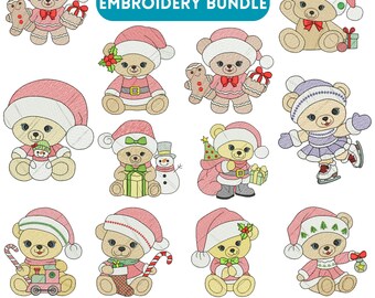 Teddy Bear Embroidery Design, Christmas Bear Embroidery, Cute Teddy Bear Embroidery, Baby Teddy Bear Embroidery, Machine Embroidery Design