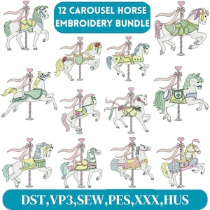 Horse embroidery design, Carousel Horse embroidery, Cute Horse embroidery, Beauty Horse Head embroidery, Animal Machine embroidery design
