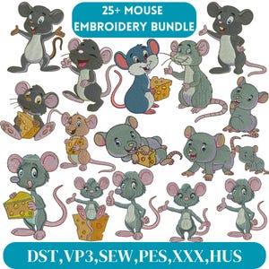 Mouse embroidery design, Mice Embroidery, Lucky Mouse Embroidery, Cool Mouse Embroidery, Machine embroidery design
