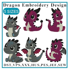 Dragon Embroidery Design, Baby Dragon Embroidery, Mystic Dragon Embroidery, Chinese dragon Embroidery,Mini Dragon, Machine embroidery design