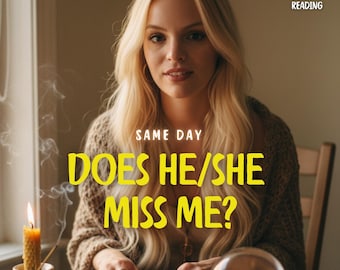 May include: An image featuring a woman with long blonde hair, with text that reads "DOES HE/SHE MISS ME?" and "PsychicAurora". The image also includes text that says "5 STAR REVIEWS" and "DETAILED TAROT & PSYCHIC READING".