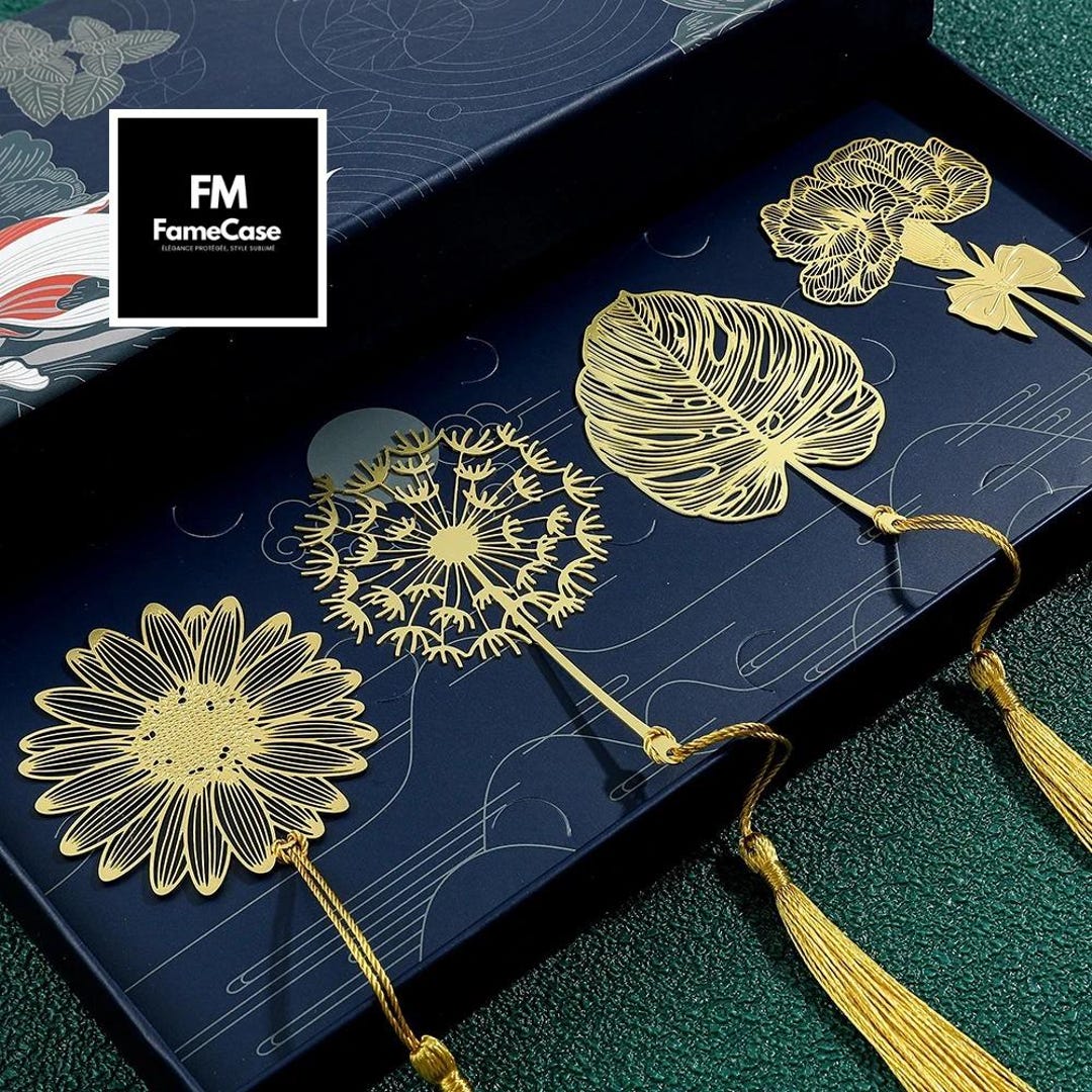Gold Metal Bookmark Elegant Flower Design With Tassel Unique Gift ...