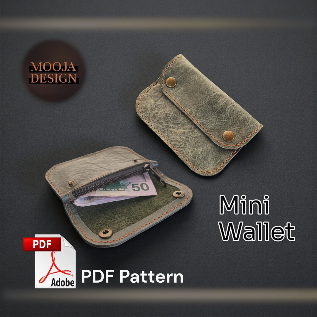 Mini Zip Wallet, Coin Purse Pattern, PDF Leather Template - Etsy