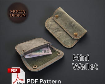 Miniaturowy portfel na zamek, wzór na portmonetkę, szablon PDF na skórę