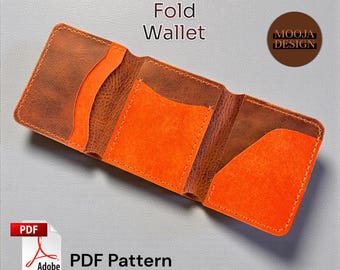 Wzór PDF na portfel skórzany składany na pół, szablon dla początkujących DIY