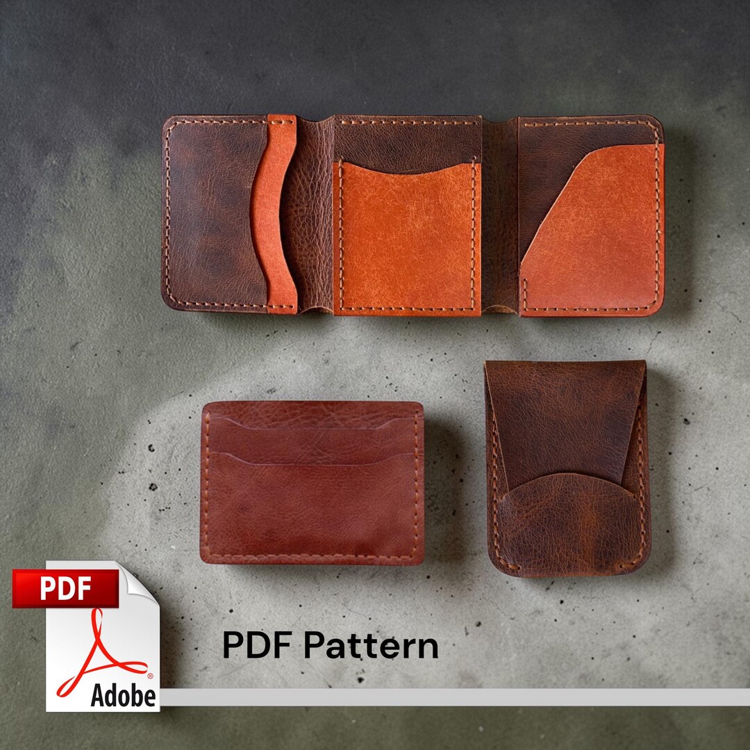 Leather Wallet Pattern Set, Bifold, Card Holder, Pouch (PDF Download ...