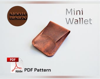 Wzór na skórzany uchwyt na karty, Szablon PDF dla początkujących DIY, Minimalistyczny wzór na portfel, Ręcznie robione wyroby skórzane
