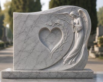 Tombstone & Grave Monument STL, Angel Memorial CNC File, Marble Stone Carving, Cemetery Headstone Relief, Funeral Monument
