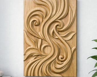 Abstract Motion Wood Panel STL – Minimal CNC Wall Art, 3D Relief Carving, Modern Architectural Wood Decor, Digital Download