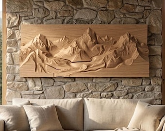 Minimal Mountain Wall Art STL | Modern Rustic CNC Relief Panel for Cabin Lodge Decor | Wood Carving Landscape File |