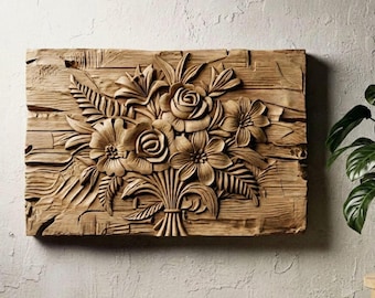 Relief-Blumenstrauß aus Holz – STL-Datei für CNC-Fräse (Digitaler Download)
